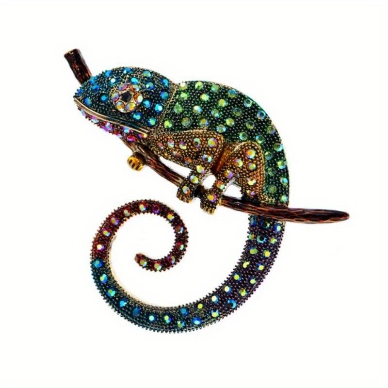 SKEDS Classic Women Men Vintage Crystal Lizard Badges Brooch Fashion Baroque Boutique Shining Pin For Ladies's Clothing Coat