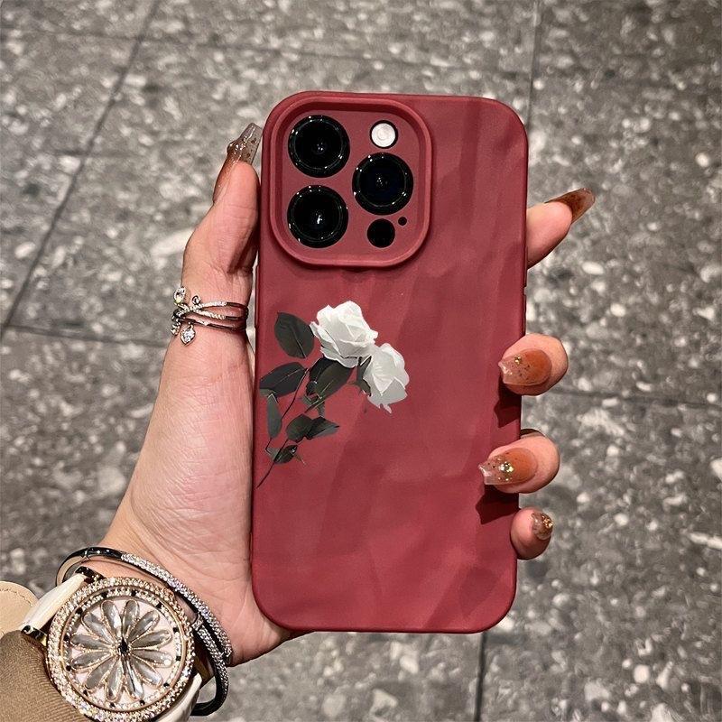 The New Pleats Are Suitable for Iphone17pro Mobile Phone Case Apple 15 Three-dimensional 14 White Flower 13promax Japan and Korea 16x.