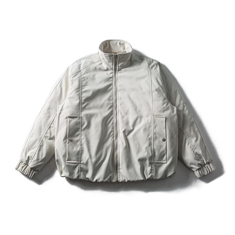 Mens Loose Fit Stand Collar Down Jacket Solid Color White Duck Winter Warm Coat