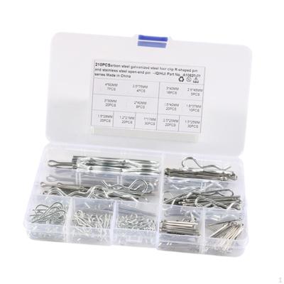 210Pcs Cotter Pin Assortment Kit R Clips Hairpin Pins Hardware for Mechanics Car Garage