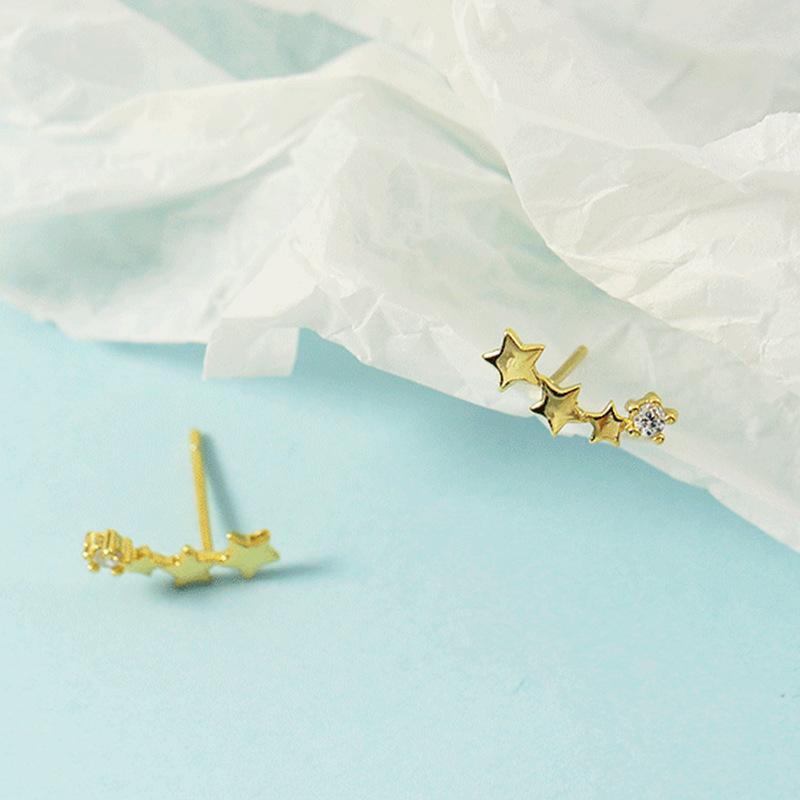 VENTFILLE 925 Sterling Copper Star Earring for Women Girl Personal Originality Trend Hip Hop Neutral Zircon Gift Dropshipping