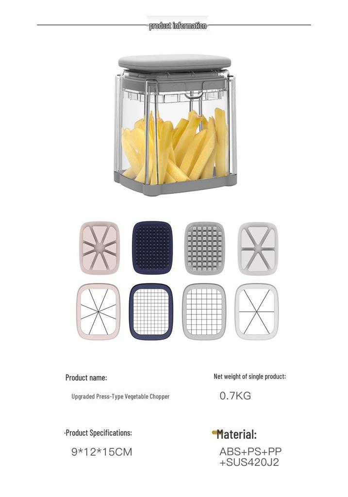 Multifunktionaler Druck-Gemüseschneider - Küchenwerkzeug zum Schneiden von Pommes Frites, Tomaten- und Zitronenspalten
