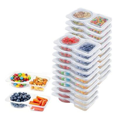 Contenants à snacks réutilisables avec couvercles Contrôle des portions Double compartiment Contenants à condiments   Preuve pour le déjeuner Camping Voyage