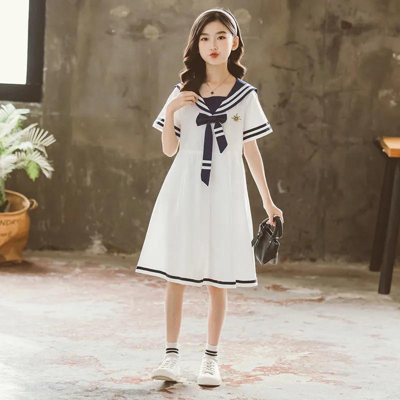 Girls' Summer Fashion Navy Style Princess Dress