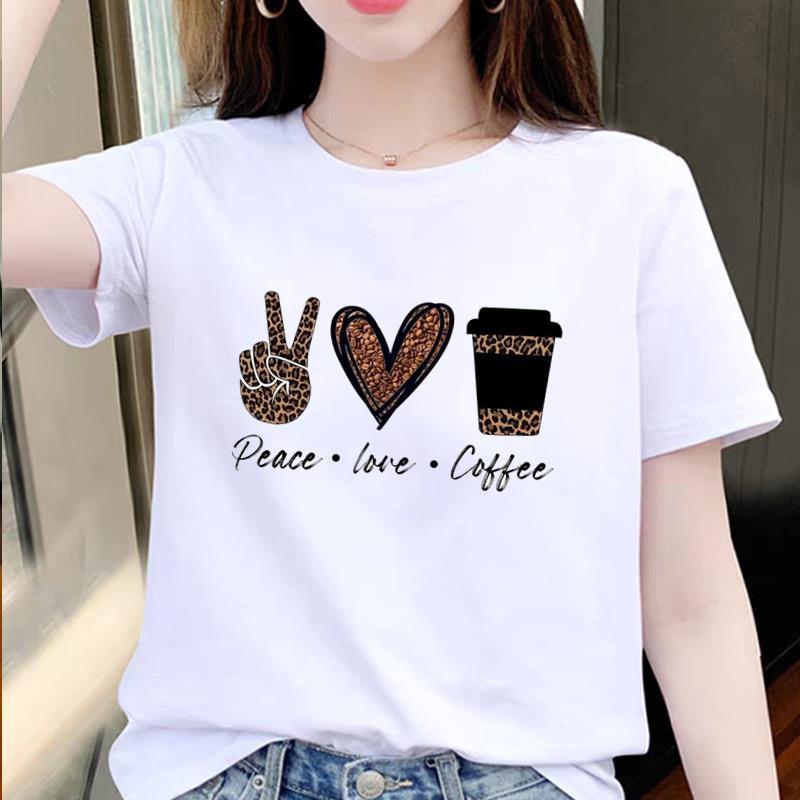 

Леопардовая футболка с коротким рукавом и надписью Love, трендовая женская футболка с принтом, летняя модная рубашка, женская одежда, футболки с графическим рисунком, большие размеры
