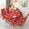 Christmas Printed Tablecloth Chair Covers Set Stretchable Waterproof Festive Dining Decor