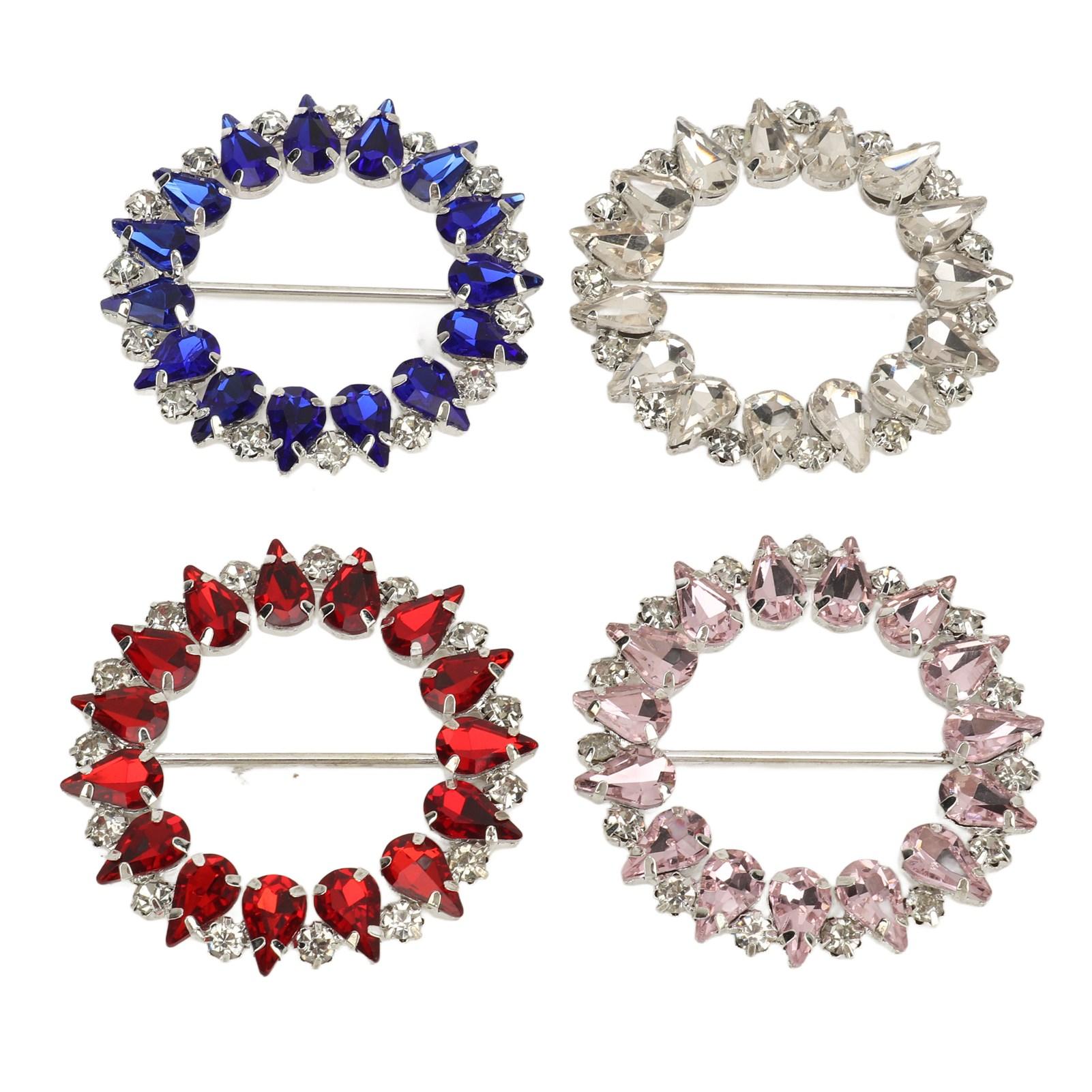 

4 шт. Зажимы для футболок Круглые Разных цветов Гальванизированный металл Стразы Блестящие Пряжки для лент для