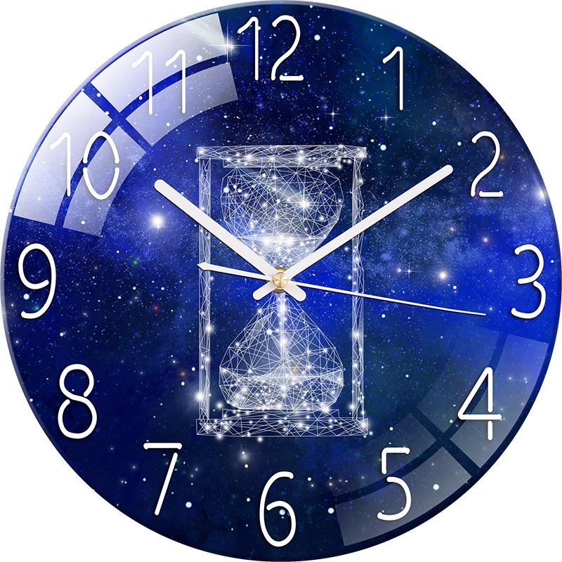 Modern European Silent Quartz Wall Clock - 30cm Glass Design for Living Room or Bedroom