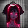 Summer Harajuku Anime Girl Graphic T Shirt For Men 3D Print Fashion Loose Short Sleeve Tops Kawaii Cool Street Style Y2k Tops