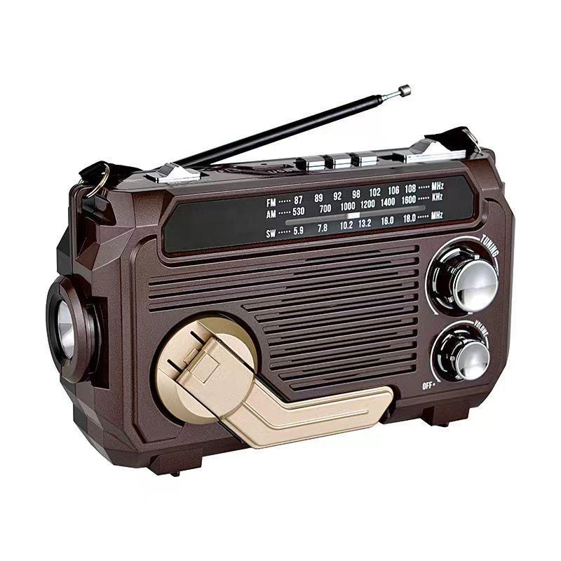 

PX777 Hand-Crank Solar Radio: Three-Band Flashlight with Generator Hand-Crank Bluetooth Radio колір темно кави
