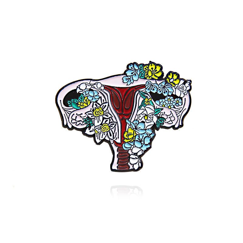 Creative Medical Organs Enamel Brooch Brain Lung Heart Chest Uterus Flower Wave Mechanical Heart Metal Badge Lapel Pins Jewelry