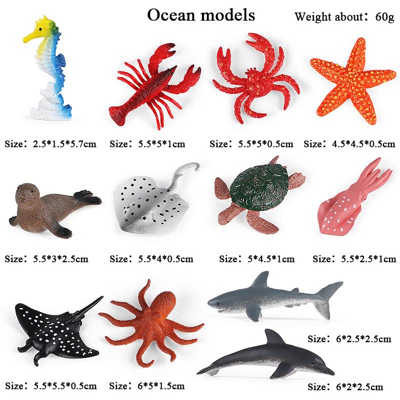 Oenux Montessori Miniatur Löwe Hai Pferd Dinosaurier Tiere Modell Set Actionfiguren Figur Zoo Niedlich Bildung Kinderspielzeug Geschenk