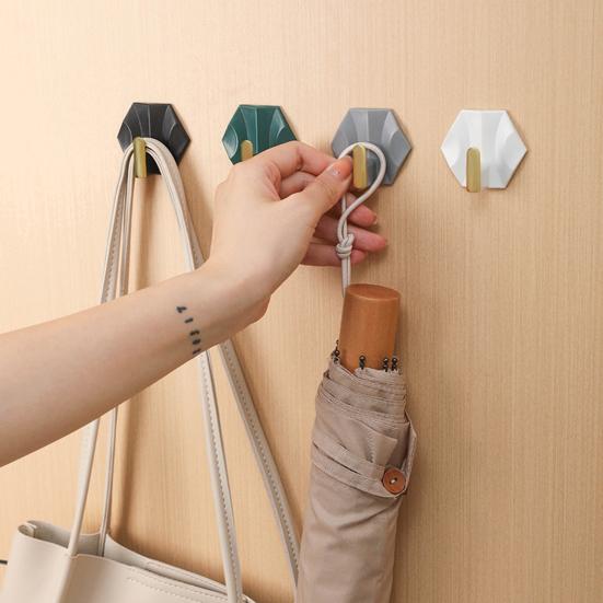 

4Pcs/Set Wall Hook Modern No Drill Adhesive Heavy Duty Multifunctional Keys Bag Towel Clothes Umbrella Door Back Hanger Bathroom Kitchen Supplies