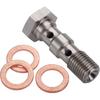3AN 3/8 x 24 UNF Edelstahl Doppel-Banjo-Schraube Bremsfitting-Adapter 31mm Lang mit Kupfer-Unterlegscheiben