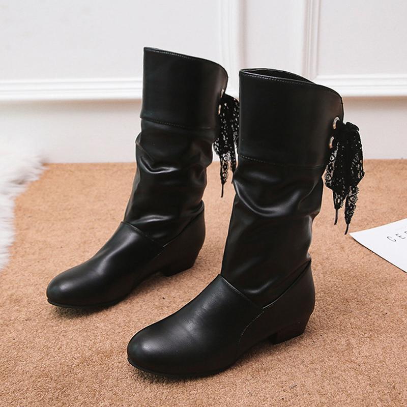 Women Boots Winter Boots Thick-heeled Shoes Ankle Boots Non-slip Middle Tube Boot Shoes Women Winter Boots Shoes Flat Boots