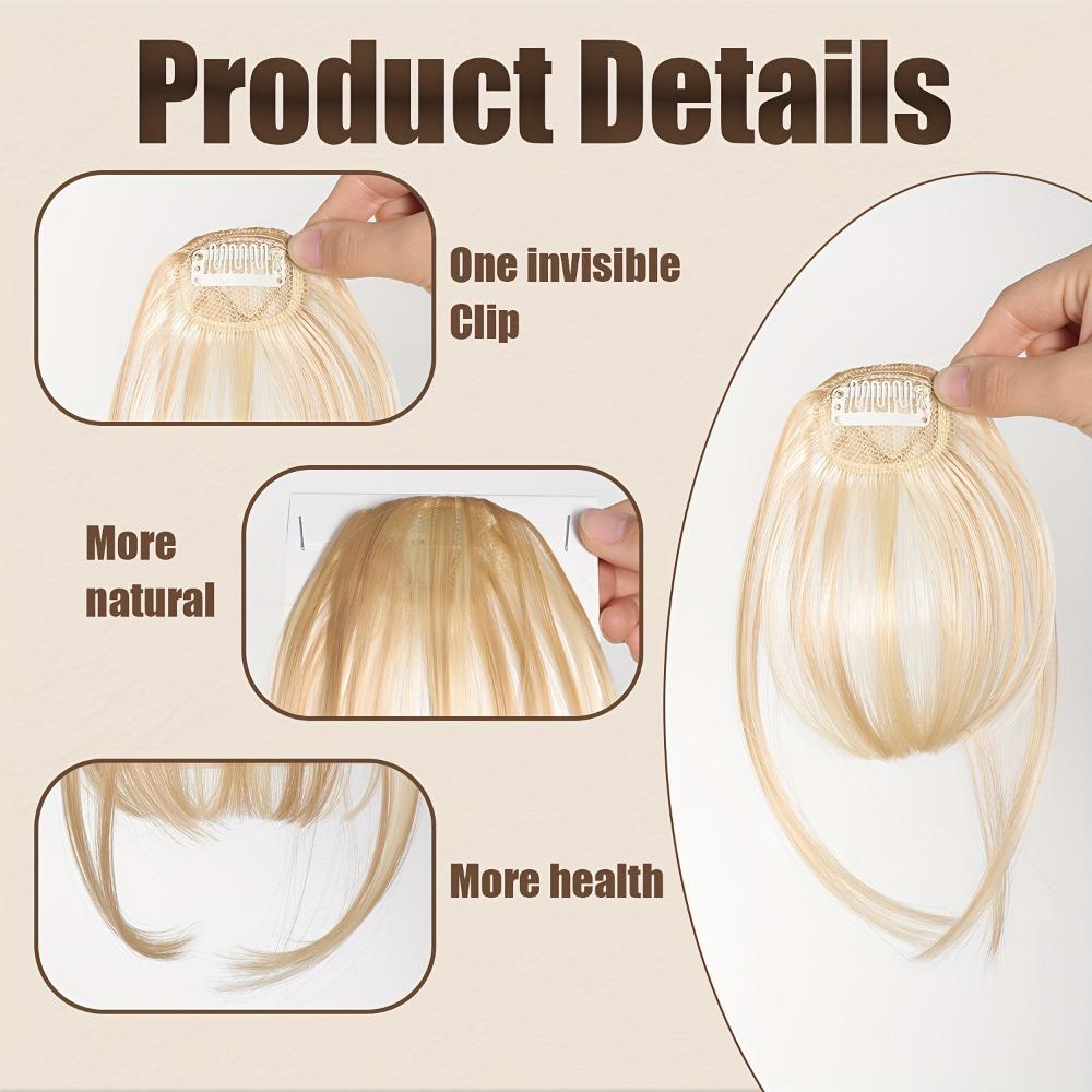 Peluca con flequillo frontal natural para mujer, postizo con flequillo falso realista, invisible y sin dejar rastro