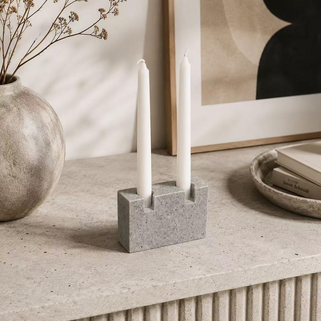 Marble Candlestick Decoration Home Livingroom Dining Table Candle Stand Ornaments Bedroom Travertine Candle Holder Accessories