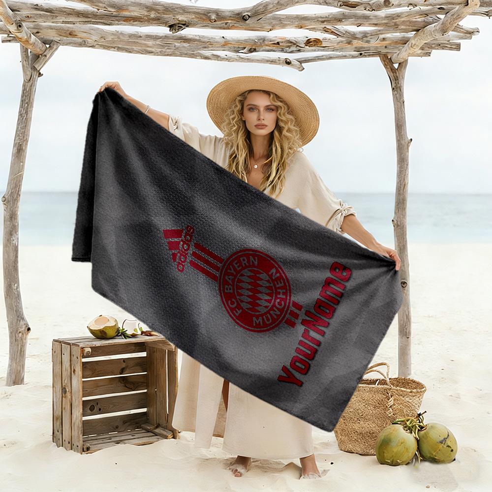 Bayern Munich Customize Your Name Beach Towel Soft Durable Quick-Dry Perfect for Traveling Yoga Camping and Swimming