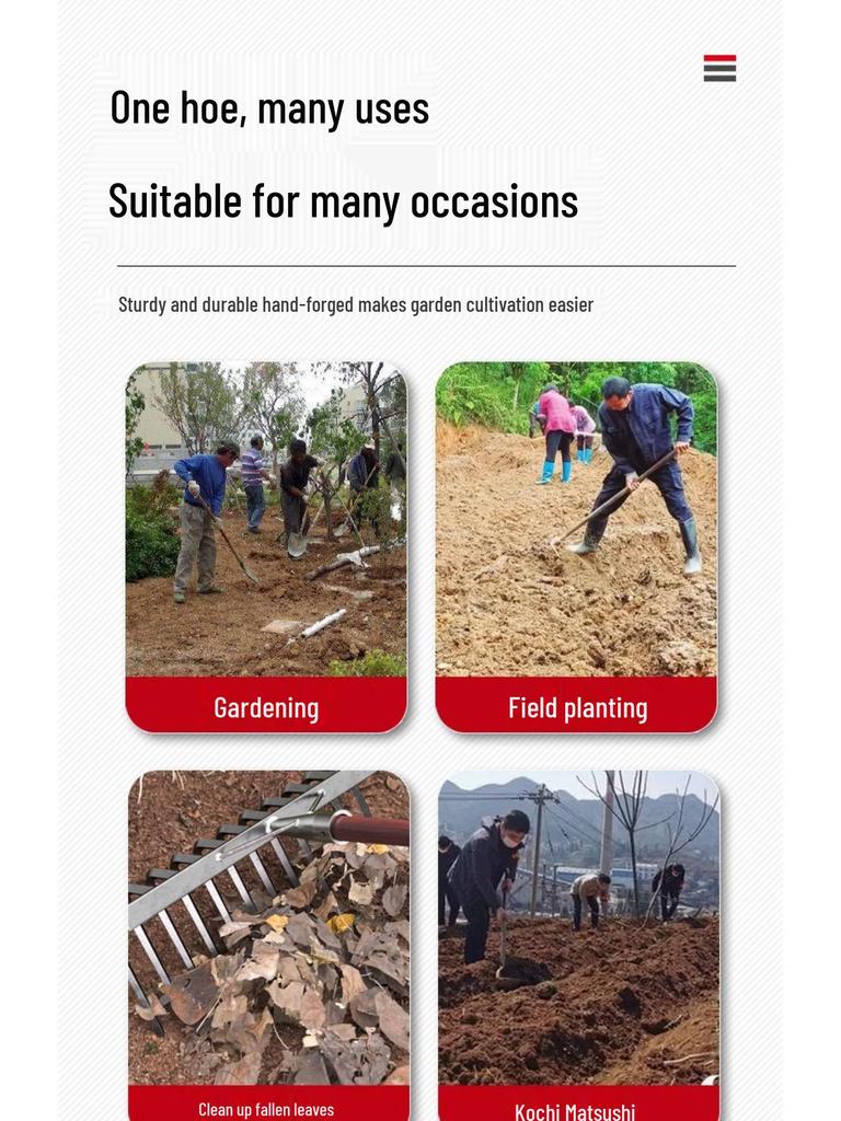 Nine-Tooth Manganese Steel Rake: Soil Loosening, Grass Raking, Weeding, and Hoeflatting Agricultural Tool.
