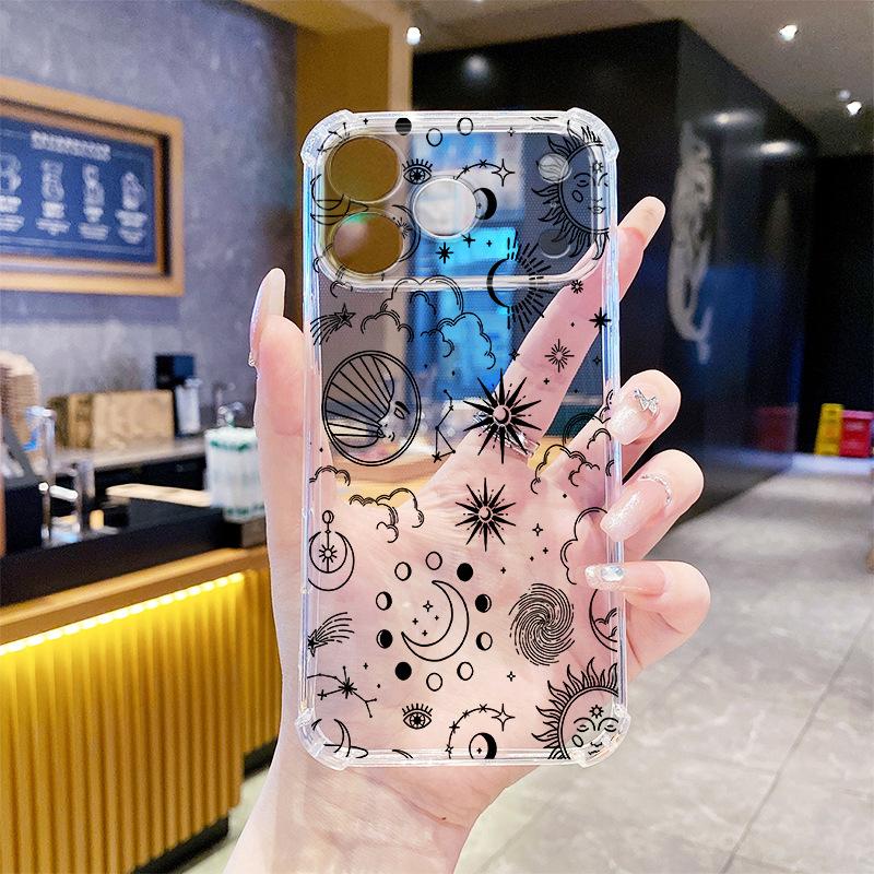 Factory Ins Wind Mysterious Starry Sky Sun Moon UV Painted Apple 15/16promax Phone Case