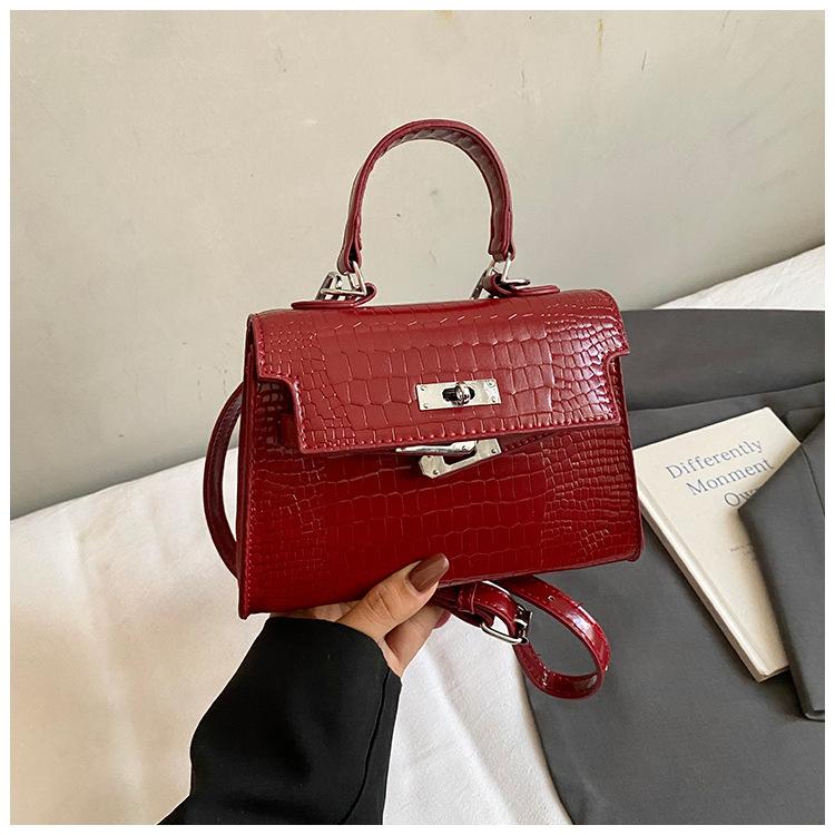 High-end Light Luxury Handbag Women's 2025 New Fashion Stone Pattern Kelly Bag Commuter Shoulder Crossbody Bag