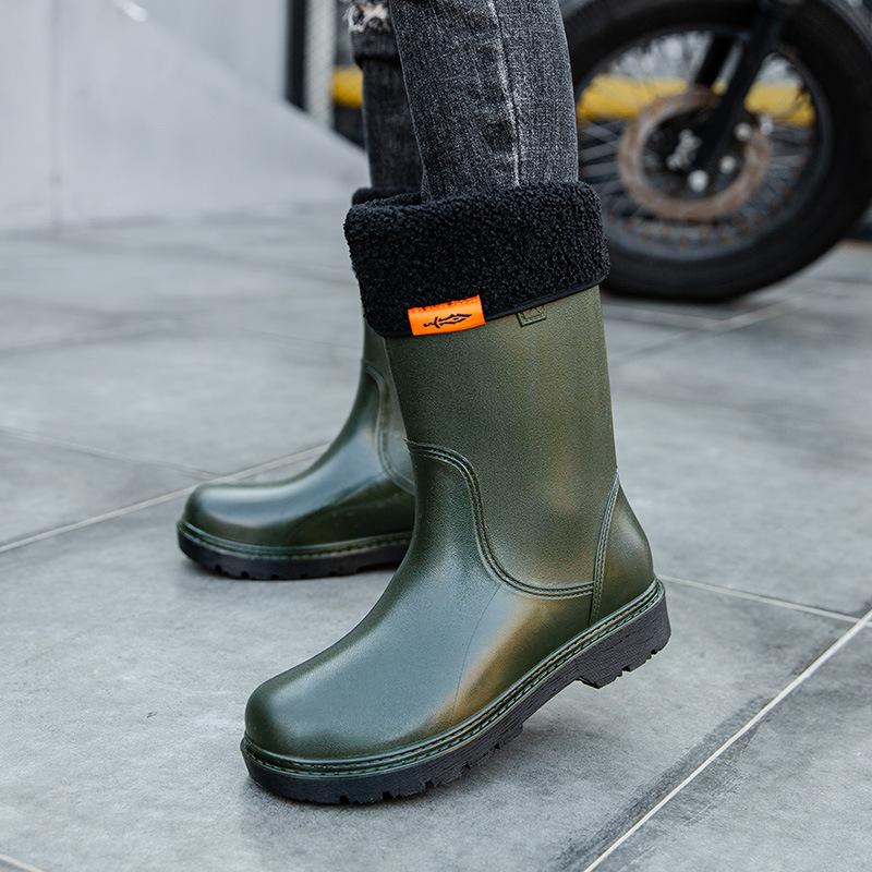 Herren Regenstiefel Langer Schaft Wasserschuhe Rutschfest Wasserdicht Sicherheitsarbeitsschuhe Plateau Kniehoch Regenstiefel Galoschen Anglerschuhe