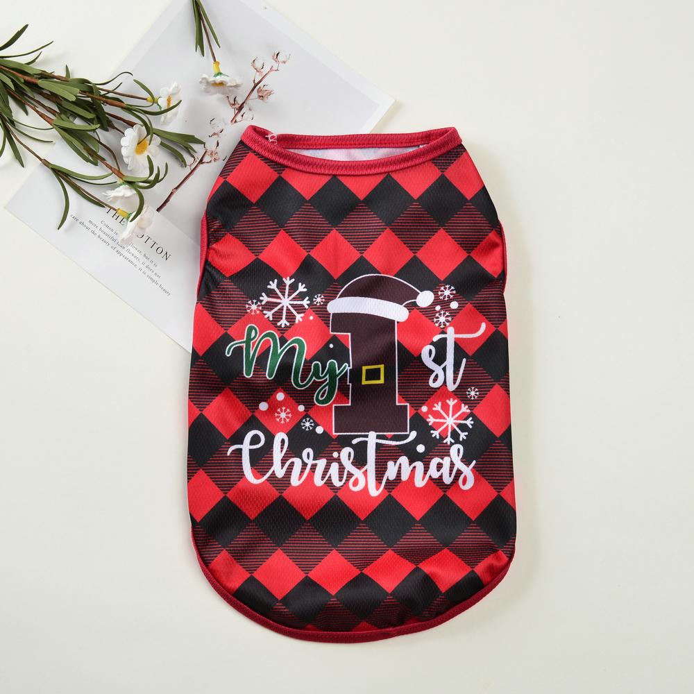 

Christmas Print Cat Clothes Breathable Soft Cozy Kitten T-shirt For Small Medium Dogs Cats Cute Santa Claus Pet Vest Costume XS（old）