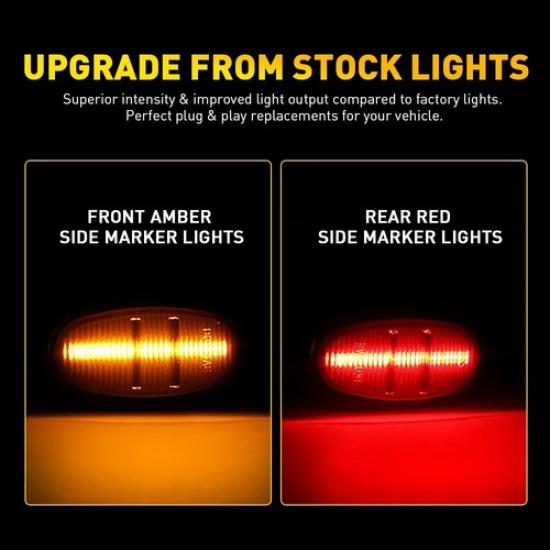4X Amber + Red LED Side Marker Fender Lights For 2017- Ford F150 SVT Raptor