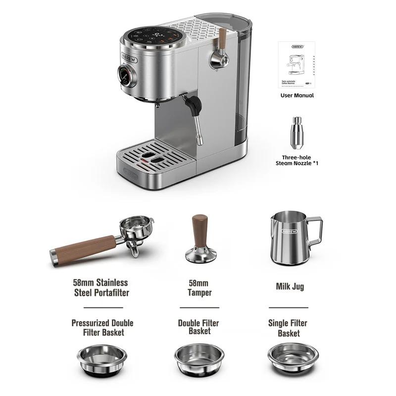HiBREW H13 Dual Boiler Espresso Machine With Touchscreen,Multi-Functional Brewing and Hot/Cold Extraction,20 Bar