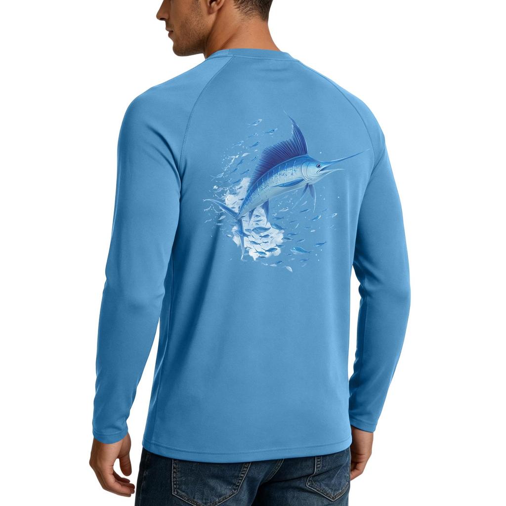 Men's Long Sleeve Sun Protection Shirt UPF50+ UV Resistant Lightweight Stretch Outdoor Fishing Running Sports Top