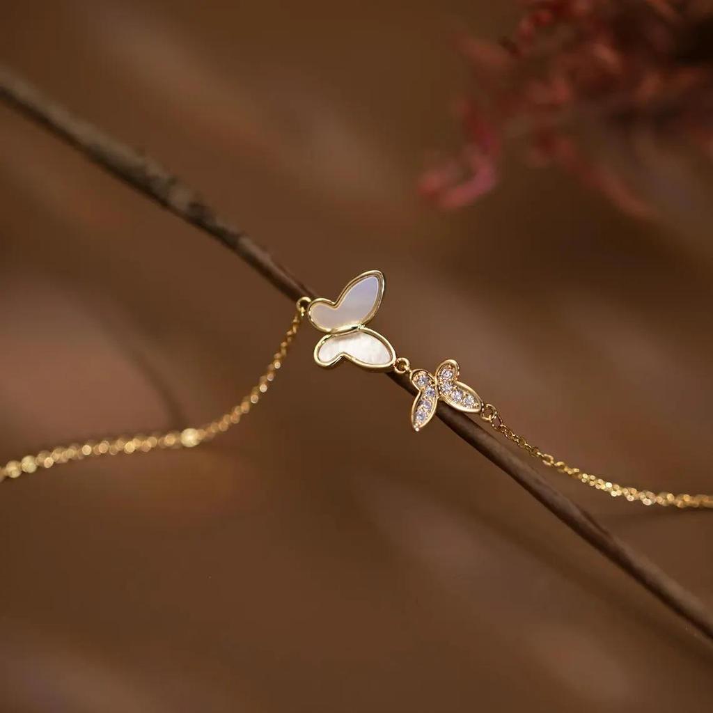 Silver Yuan Tong S925 Luxury Butterfly & Mother-of-Pearl Bracelet for Women