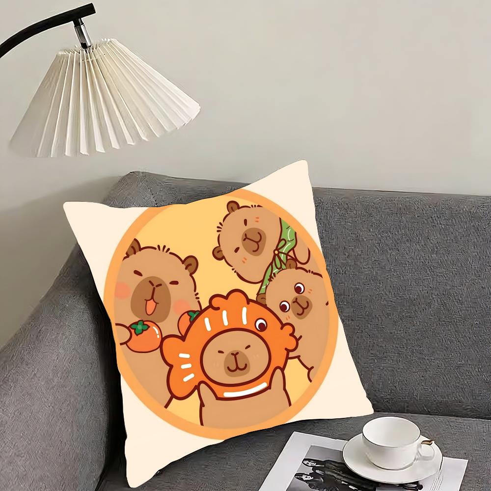 Cute Cartoon Capybara Cushion Cover Pillowcase Ultra Soft Skin Friendly Fabric Cloud Like Comfort Concealed Zipper
