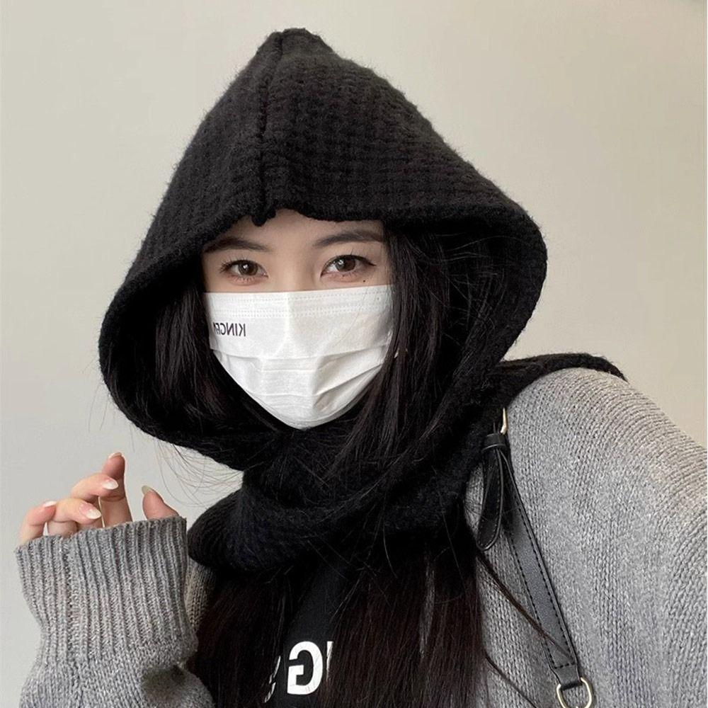 Ear Protector Women Balaclava Cap Knitted Knitted Beanies Hats Warm Headgear Scarf Hat Winter Warm