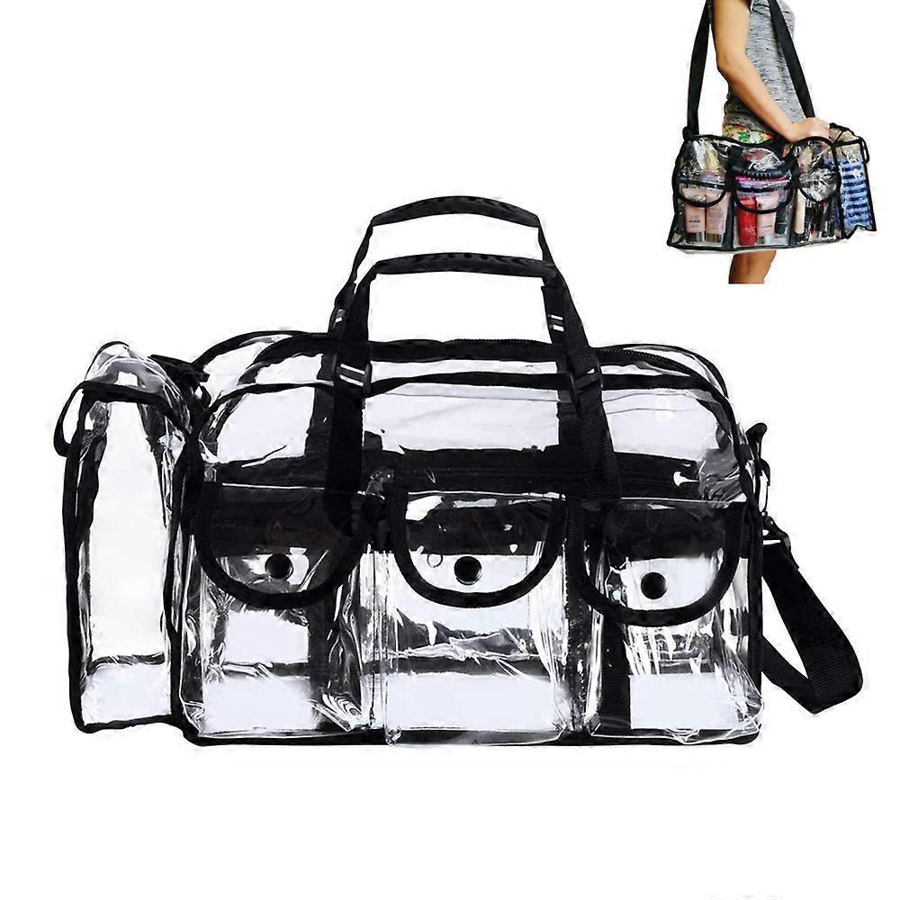 Premium Clear Travel bag Makeup Organizer PVC Toiletry Bag Transparent Cosmetic Bag for Women for Toiletries Adjustable Strap