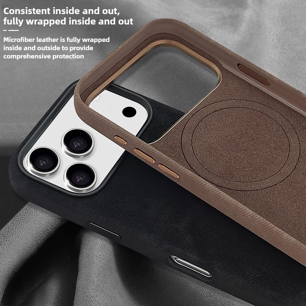 Fleece Strong Magnetic Charging Phone Case for iPhone 17 Pro Max 16 Plus Air 15 14 13 12 Pro Metal Lens Frame Protective Cover