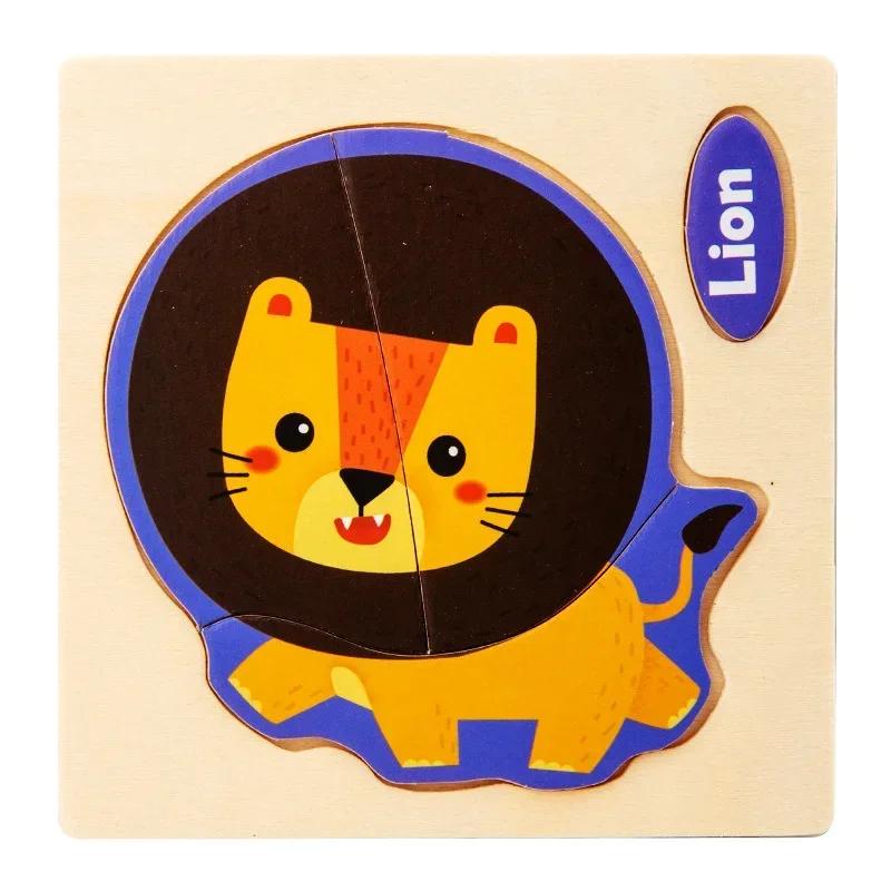 Baby Montessori Toys 3d Wooden Puzzle Cartoon Animal Traffic Jigsaw Puzzle Early Learning Educational Toys for Children Gift