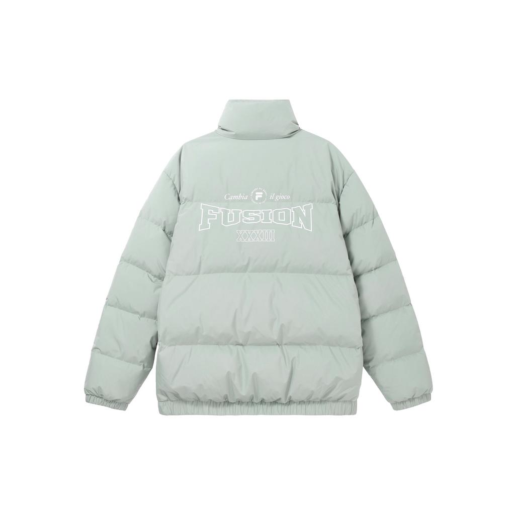 Fila Fusion Letter Zipper Stand Collar Long Sleeve Warm Windproof Puffer Jacket Men outerwear Gray T11M345905F-GY