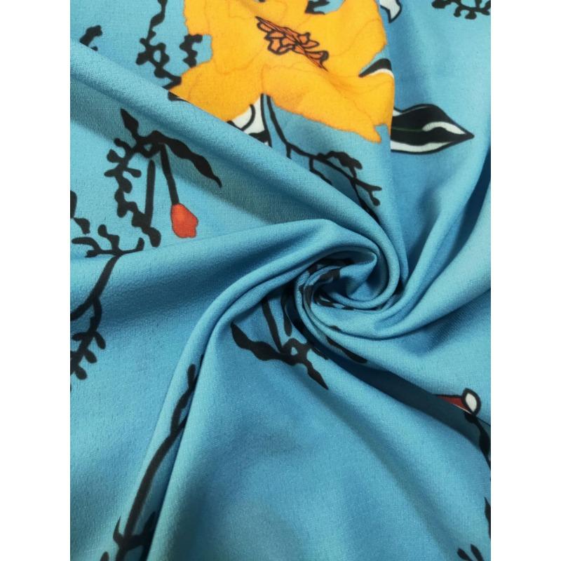 Women's Bohemian Print V-neck Button-up Seven-quarter Sleeve Skirt Dress
