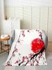 Japanese Floral Throw Blanket X Plush Cherry Blossoms Flannel Fleece for Sofa Couch Kids Room Decor