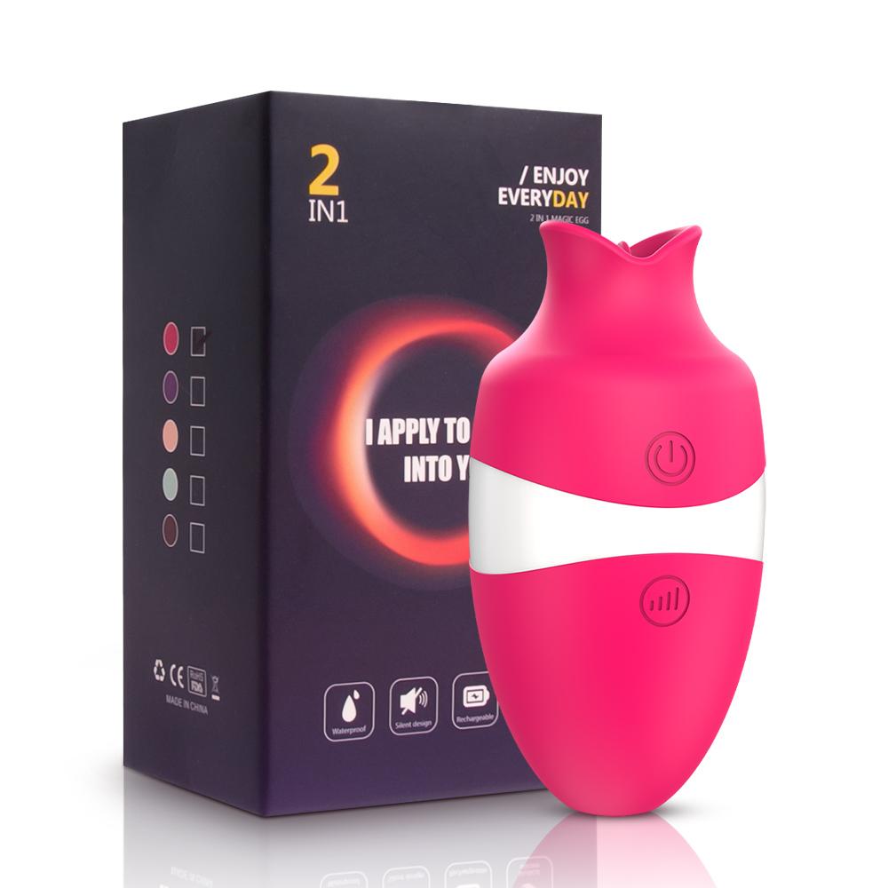 Sucking Tongue Licking 2 In 1 Vibrators for Women Clitoris Stimulator Oral Nipple Vacuum Clit Sucker Female Sex Toys for Adults