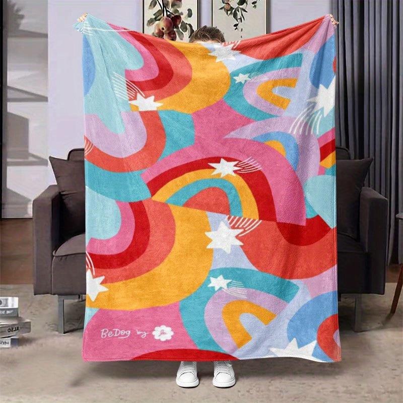 

Abstract art geometric patterns Flannel printed blanket suitable for all seasons suitable for living room office sofa and travel 75x90cm