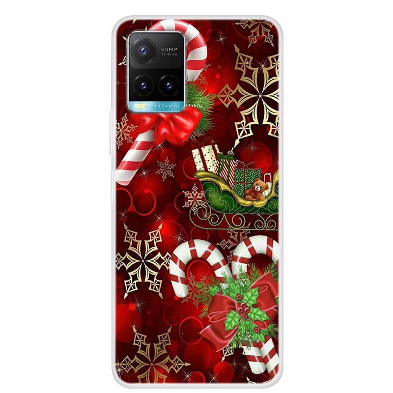 Christmas For Vivo Y21s Case TPU Soft Silicone Back Cover Case For Vivo Y21s V2110 Shockproof Coque VivoY21s Shell Cartoon Funda