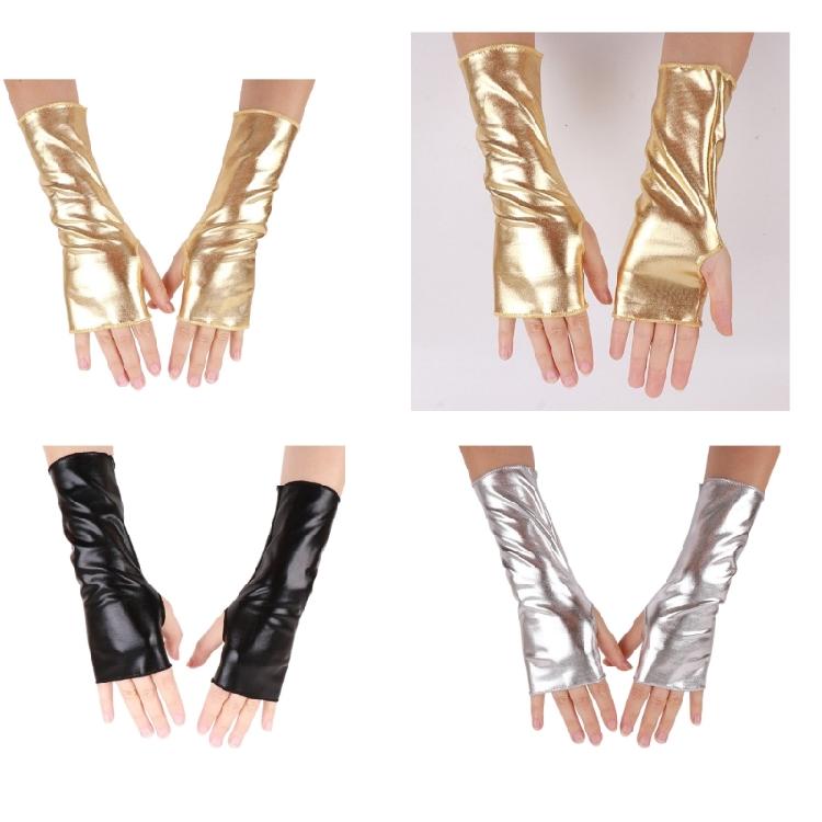 Rekbare Glanzende Vingerloze Handschoenen Armwarmers voor Dames voor Halloween Kostuum Dansfeest en Dagelijks Gebruik