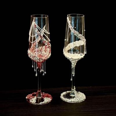 Luxury Champagne Glass with Everlasting Butterfly Flower Decoration - DIY Kit for Wedding, Engagement, or Ceremony Gift