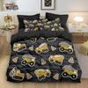 3-teiliges Cartoon-Spielzeug-Bagger-Aufdruck-Daunendeckenbezug-Set, Mehrgrößen-Schlafzimmer-Bettwäsche-Dekoration, Maschinenwaschbar