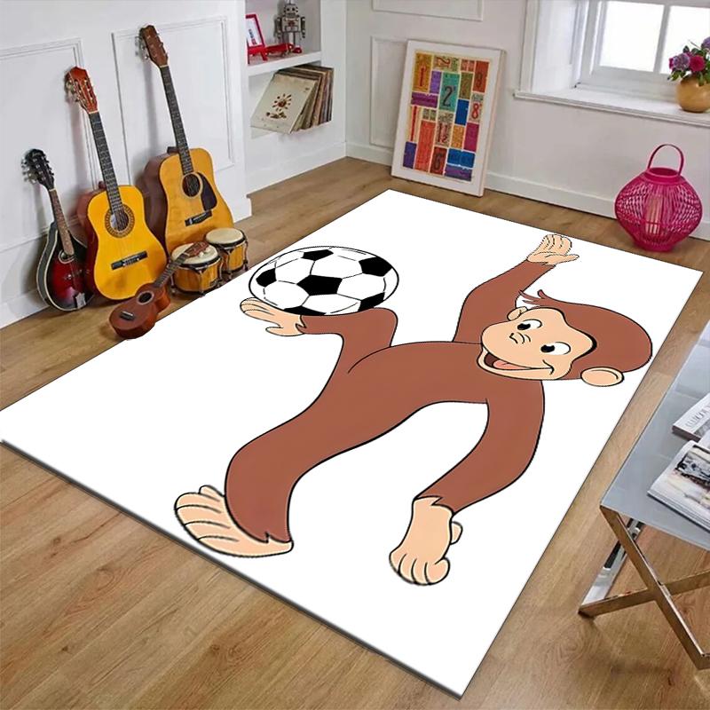 Curious George Polyester Carpet, Soft Indoor Mat for Office Chair, Living Room, Computer Desk - Decorative Home Office Rug Design