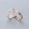 925 Sterling Silber Ringe für Damen Herren Paar Minimalistisch Handgefertigt Doppel Zirkonia Ring Party Schmuck Geschenk Allergievorbeugend