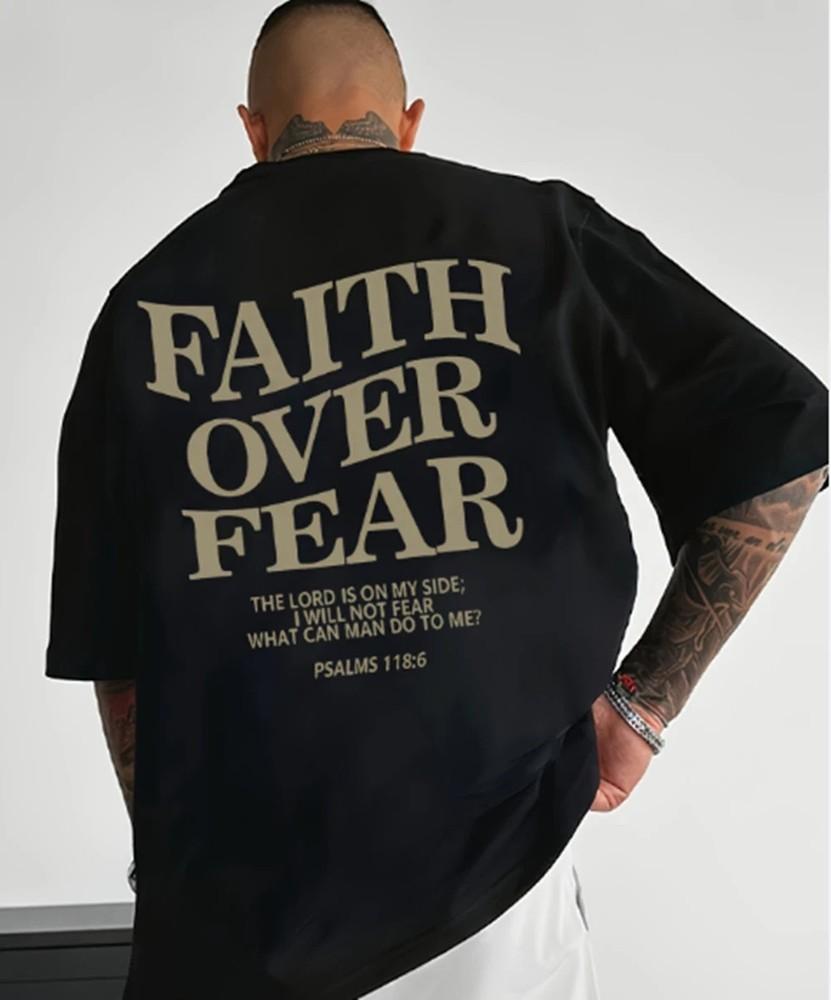 Víra nad strachem Křesťanské grafické tričko Pánské a dámské Trendy bavlněné tričko @@ Unisex tričko