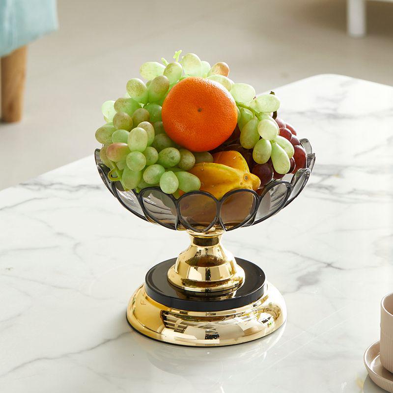 

Rotatable Five-Grid Crystal-Inspired Fruit Bowl and Snack Tray for Living Room Coffee Table