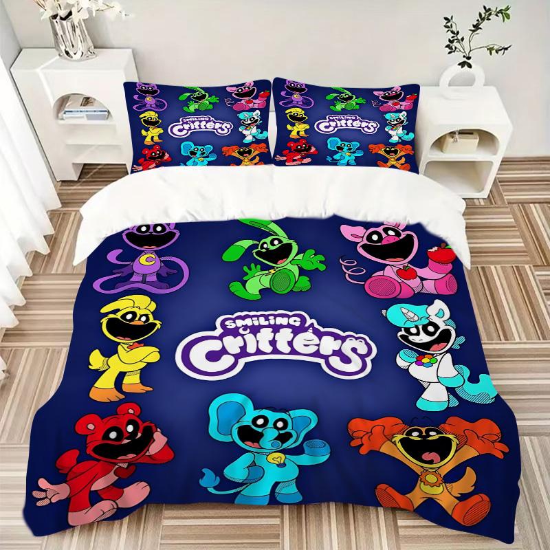 Happy Critter Friends Print 3Pcs Bedding Setduvet Cover With 2 Bedropillowcase Home Birthday Gift